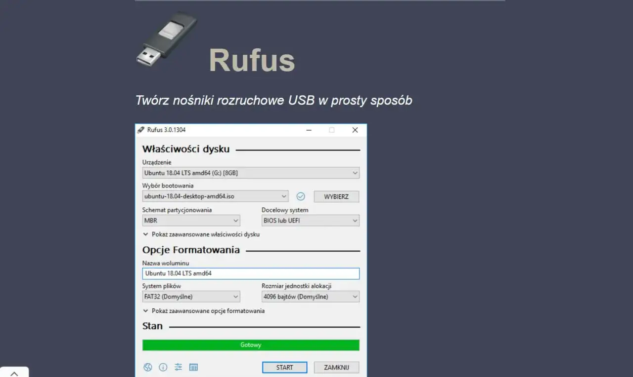 Pendrive z systemem operacyjnym