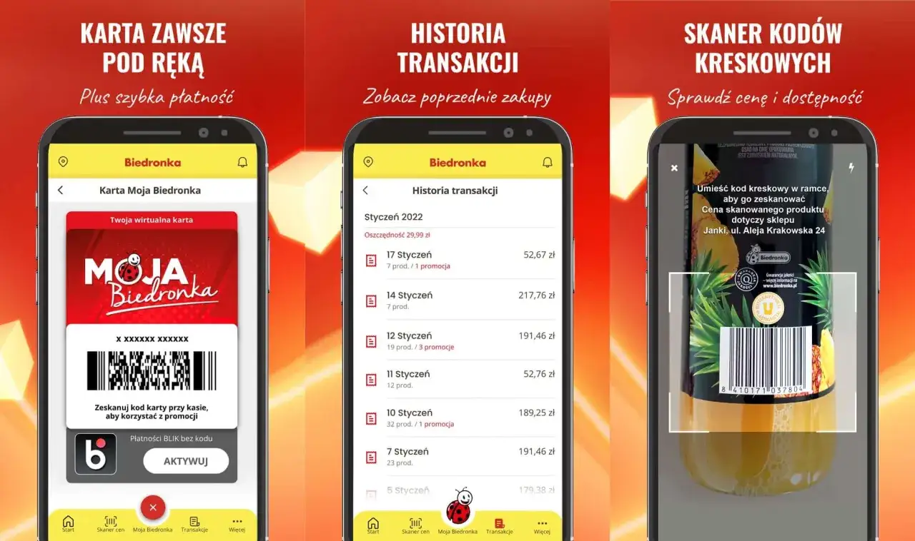 Funkcje aplikacji Moja Biedronka