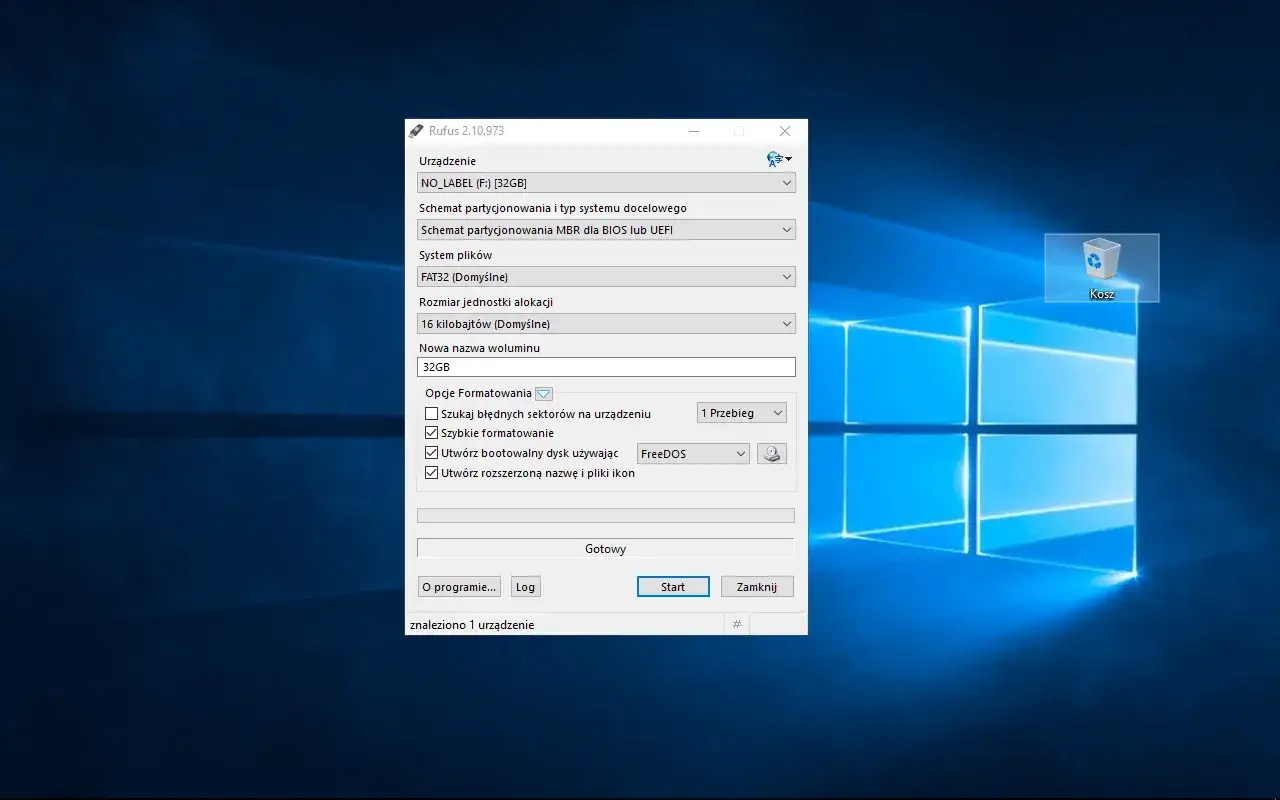 Bootowalny pendrive Windows 10