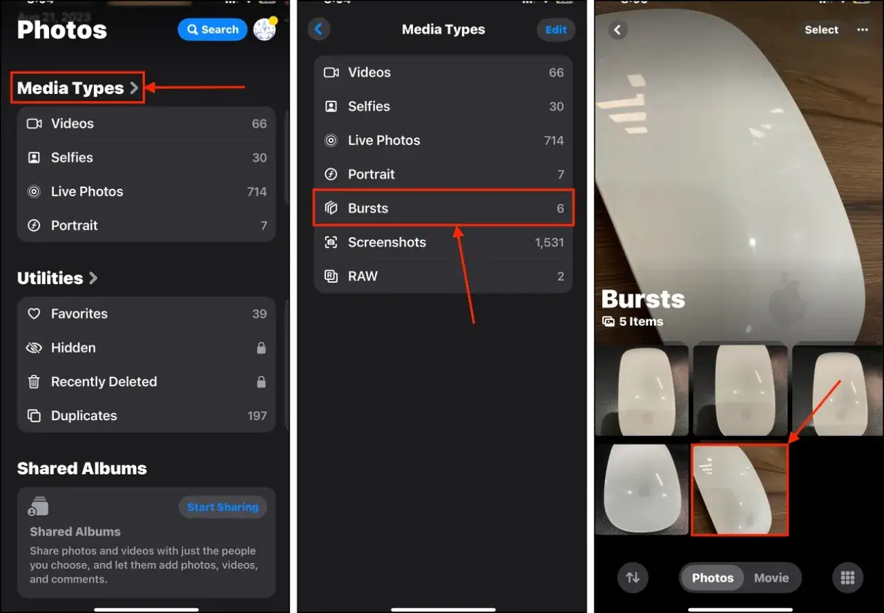 iPhone seria zdjęć jak zobaczyć krok po kroku